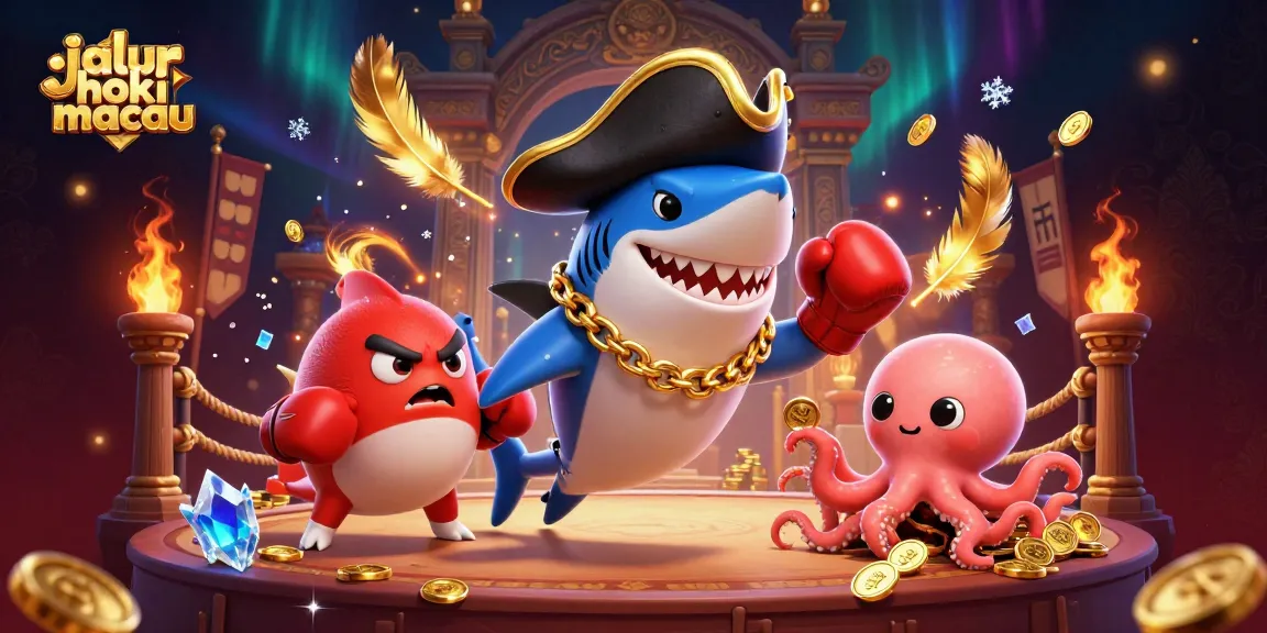Engage with jalur hoki macau in this lively 3D casino scene featuring a shark, pufferfish, and octopus.